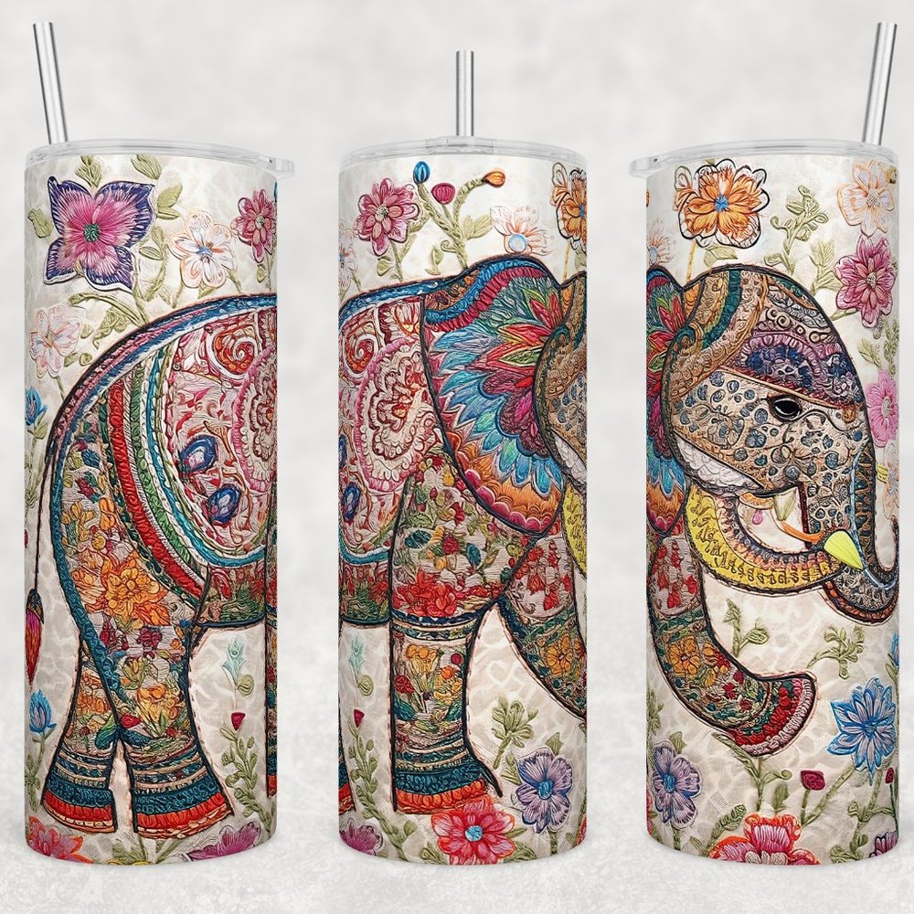 Elephant Embroidery 20oz Travel Tumbler